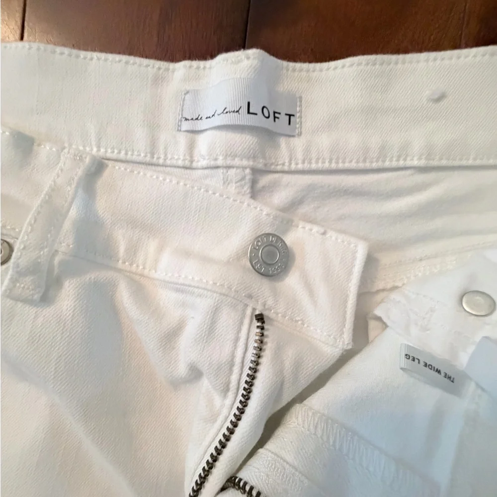 LOFT White High-Rise Wide-Leg Jeans - Picture 4 of 4